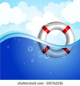 Vector illustration of Life Buoy in water