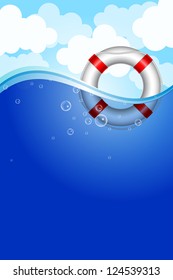 Vector illustration of Life Buoy in water