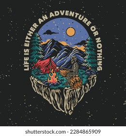 vector illustration life is either an adventure or nothing for t shirt design