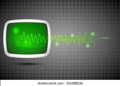 vector illustration of life line coming out of computer screen
