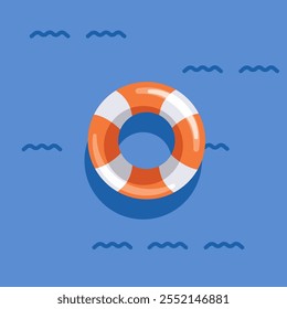 Vector illustration of a lifebuoy, featuring a classic round design with bold stripes and detailed rope accents. Ideal for safety, maritime, rescue, and nautical-themed projects. Fully editable and sc