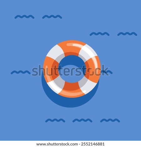 Vector illustration of a lifebuoy, featuring a classic round design with bold stripes and detailed rope accents. Ideal for safety, maritime, rescue, and nautical-themed projects. Fully editable and sc