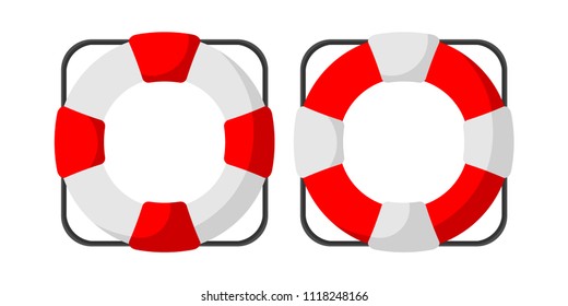 Vector illustration of lifebuoy in flat style isolated on white background.
