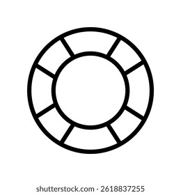 A vector illustration of a lifebuoy ring in line icon style, isolated on a white background.