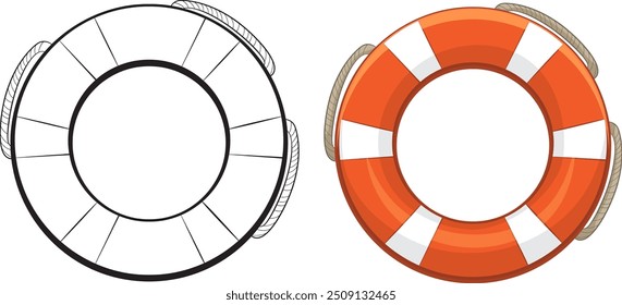 Vector illustration of a lifeguard's life preserver