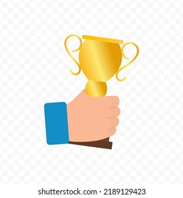 Vector illustration of lift the trophy. Colored vector for website design .Simple design on transparent background (PNG).