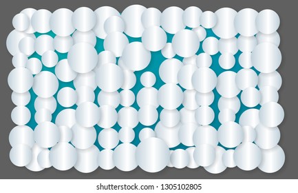 Vector illustration, light, air background for wedding invitations, banner, web. White paper circles on a turquoise background.