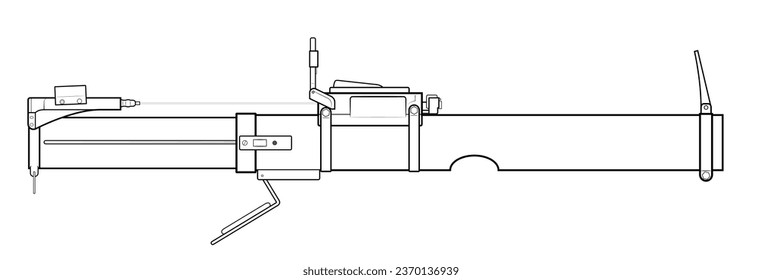 Vector illustration of Light Anti-tank Weapon (LAW) M72 Bazooka, unfolded, ready to fire. Right side.