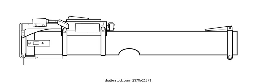 Ilustración vectorial del arma antitanque ligera (LEY) M72 Bazooka, doblado para el transporte. Del lado derecho.