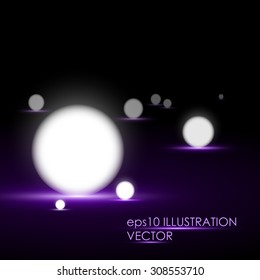 vector illustration of light balls, abstract background, magic background