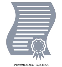 Ilustración vectorial del icono del certificado de la carta azul claro
