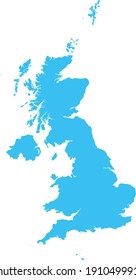 vector illustration of Light blue map of United Kingdom