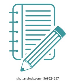 Vector Illustration of Light Blue Notepad & Pencil Icon
