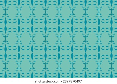 Vector illustration of a light blue plant batik motif pattern.