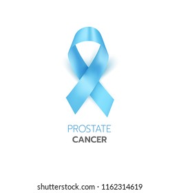Vector illustration of light blue ribbon. November - Prostate Cancer Awareness month. Men health awareness.