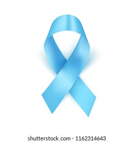 Vector illustration of light blue ribbon. November - Prostate Cancer Awareness month. Men health awareness.