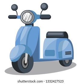 Vector illustration of light blue scooter  on white background.