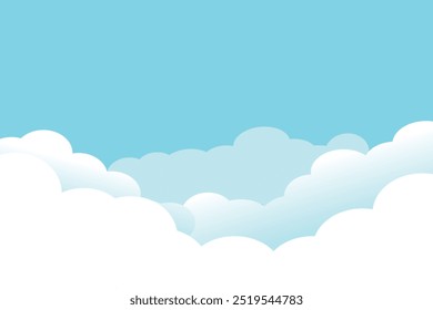 Ilustración vectorial de cielo azul claro en nubes blancas