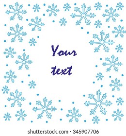 Vector illustration with light blue snowflakes for card, invitation  design and background