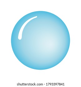 Vector illustration of light blue soap bubble isolated on white background.	