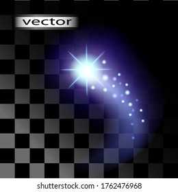 Ilustración vectorial de una estrella azul claro cayendo como un cometa
