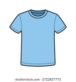 ilustração vetorial ícone de t-shirt azul claro com mangas curtas e pescoço de tripulação. Ilustração vetor limpa para moda, roupas, vestuário, roupas casuais, guarda-roupa e conceitos têxteis.