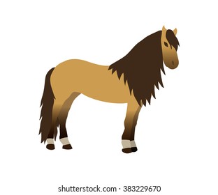Vector illustration of light brown horse on white background. Element for design.