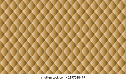 Vector illustration light brown upholstery leather texture background  Beige color quilted pattern wallpaper 