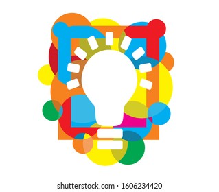 Vector illustration, light bulb in abstract colorful background.