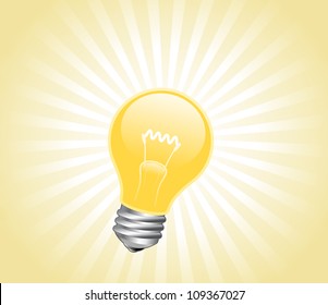 Ilustración vectorial de la bombilla de luz con vigas