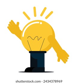 Vector illustration of a light bulb character on an isolated background