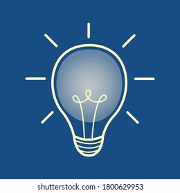 Vector illustration. Light bulb, energy and idea symbol. Decoration for greeting cards, patches, prints for clothes, badges, posters.