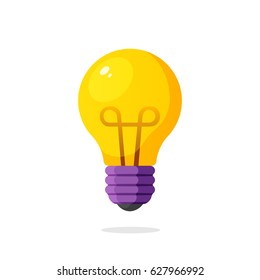 Vector illustration. Light bulb in flat style. Energy and idea symbol. Decoration for greeting cards, patches, prints for clothes, badges, posters