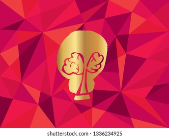 Vector Illustration of Light Bulb Icon with Red Polygon and Geometric. Graphic Design for Template, Layout, Background, Poster and More.