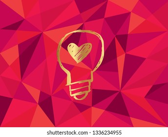 Vector Illustration of Light Bulb Icon with Red Polygon and Geometric. Graphic Design for Template, Layout, Background, Poster and More.