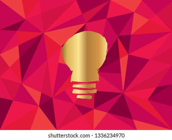 Vector Illustration of Light Bulb Icon with Red Polygon and Geometric. Graphic Design for Template, Layout, Background, Poster and More.