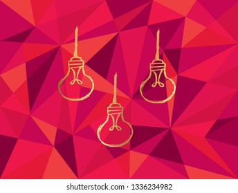 Vector Illustration of Light Bulb Icon with Red Polygon and Geometric. Graphic Design for Template, Layout, Background, Poster and More.