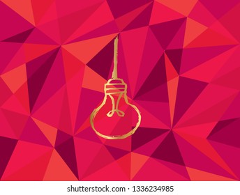 Vector Illustration of Light Bulb Icon with Red Polygon and Geometric. Graphic Design for Template, Layout, Background, Poster and More.