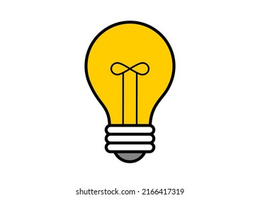 Ilustración vectorial del icono de la bombilla de luz aislado en el fondo blanco