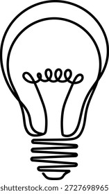 Vector illustration of light bulb icon with filament detail, silhouette style, and innovation symbol design element