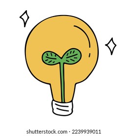 Vector illustration of light bulb. idea, ecology, recycle.
