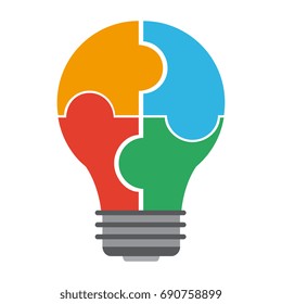 Vector illustration. Light bulb, idea symbol. Technology innovation, bussiness concept