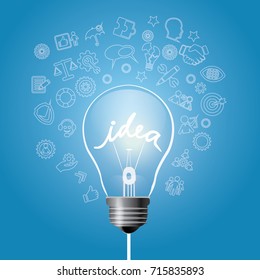 Vector illustration of light bulb as idea symbol. Business creative idea solution concept