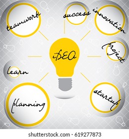 Vector illustration of the light bulb infographic. Template for graph, presentation, successful brainstorming