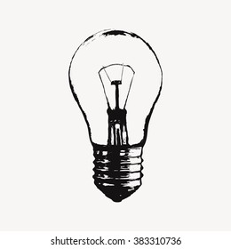 Vector illustration with light bulb. Modern hipster sketch style. Idea and creative thinking concept.