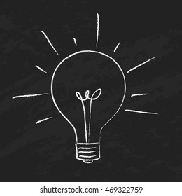 Vector illustration with light bulb on chalkboard
