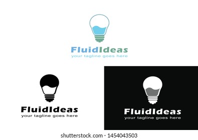 Vector illustration of a light bulb pictogram in which there is a fluid illustration like water for your graphic and web design