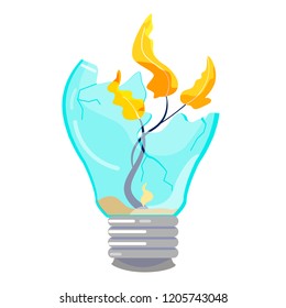 vector illustration of a light bulb with a plant inside