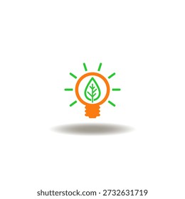 Vector illustration of light bulb with plant growing inside. Symbol of green eco energy saving sustainable. Icon of green generation electricity and free pollution.