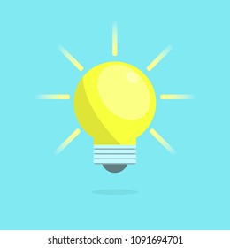 Vector illustration. Light bulb with rays shine. Energy and idea symbol